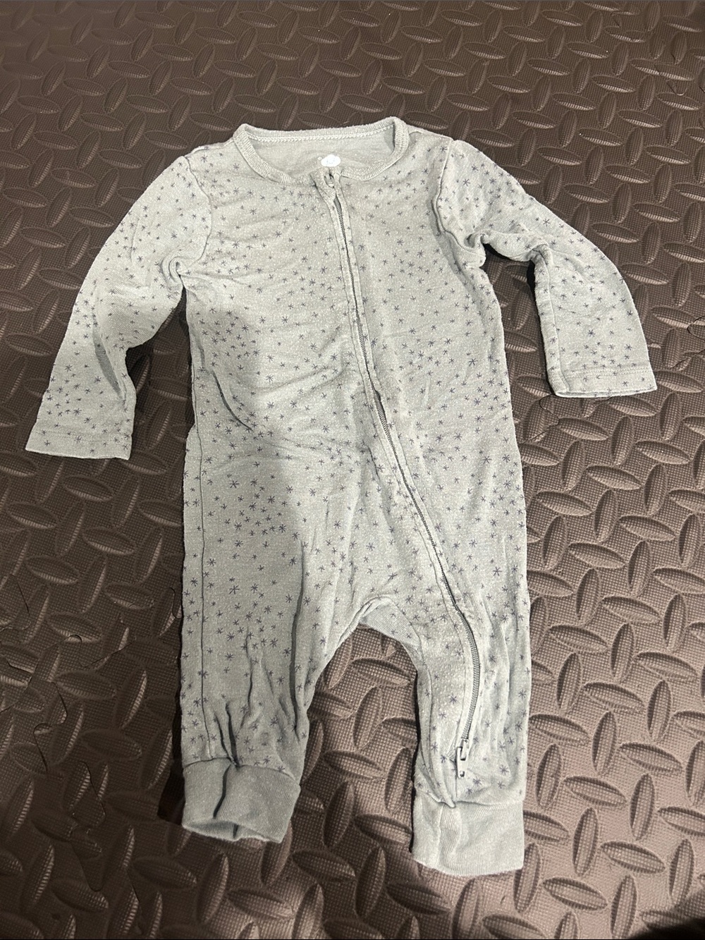 cloud island Gray Star-Print Zipper Footed One-Piece